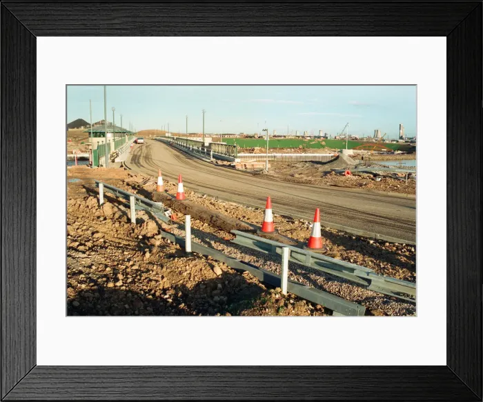 Framed Print : Teesside Barrage is raised, holding back the waters of the Tees Framed Print : Teesside Barrage is raised, holding back the waters of the Tees