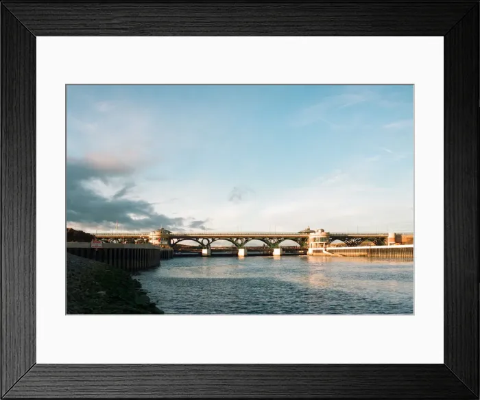 Framed Print : Teesside Barrage is raised, holding back the waters of the Tees. 12th December 1994 Framed Print : Teesside Barrage is raised, holding back the waters of the Tees. 12th December 1994
