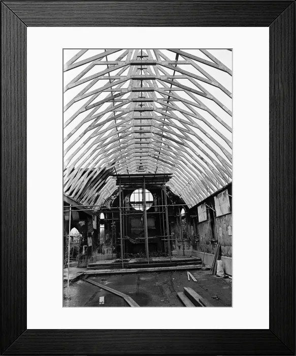 Framed Print : St Josephs RC Church in Stokesley is rebuilt after a fire. 1975