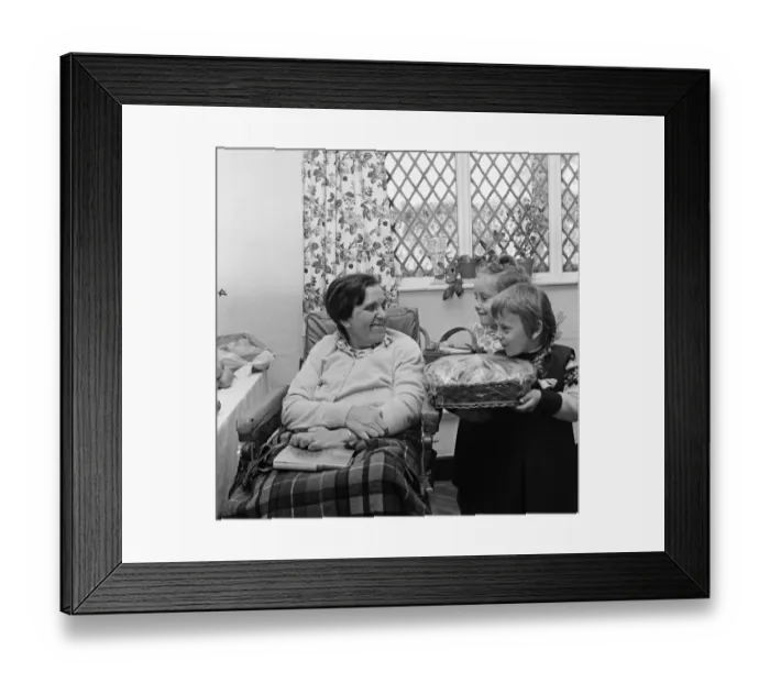 Framed Print : Harvest Festival gifts to patients at St Anne s, Stockton. 1971 Framed Print : Harvest Festival gifts to patients at St Anne s, Stockton. 1971