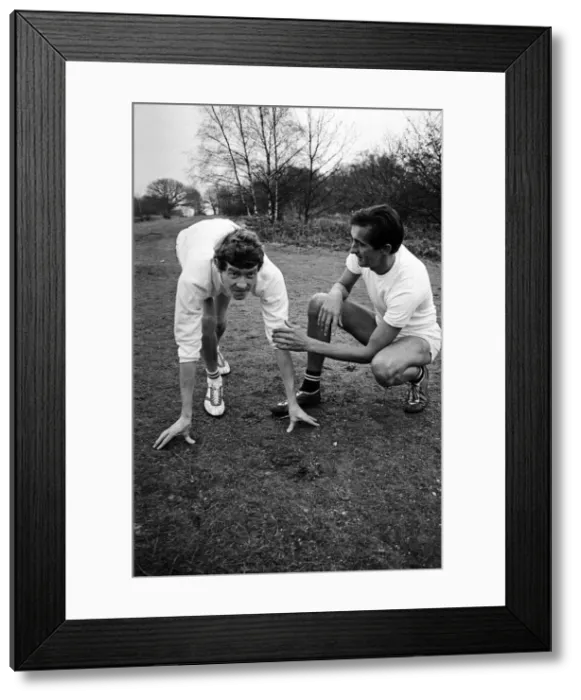Framed Print : Actor Michael Crawford training with Olympic athlete Gordon Pirie for his upcoming role Framed Print : Actor Michael Crawford training with Olympic athlete Gordon Pirie for his upcoming role