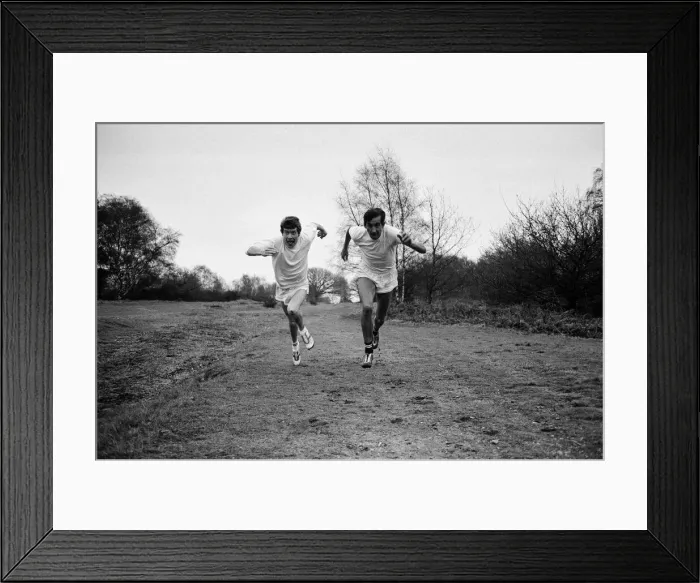 Framed Print : Actor Michael Crawford training with Olympic athlete Gordon Pirie for his upcoming role Framed Print : Actor Michael Crawford training with Olympic athlete Gordon Pirie for his upcoming role