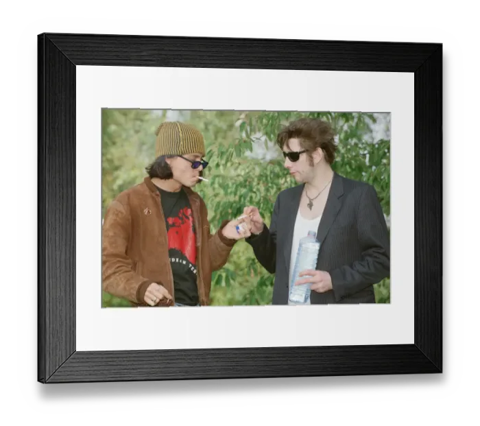 Framed Print : Johnny Depp (left in the hat) and singer Shane MacGowan