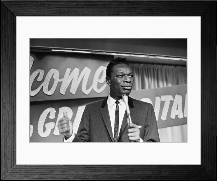 Framed Print : Nat King Cole, American singer, and pianist performing in London Framed Print : Nat King Cole, American singer, and pianist performing in London