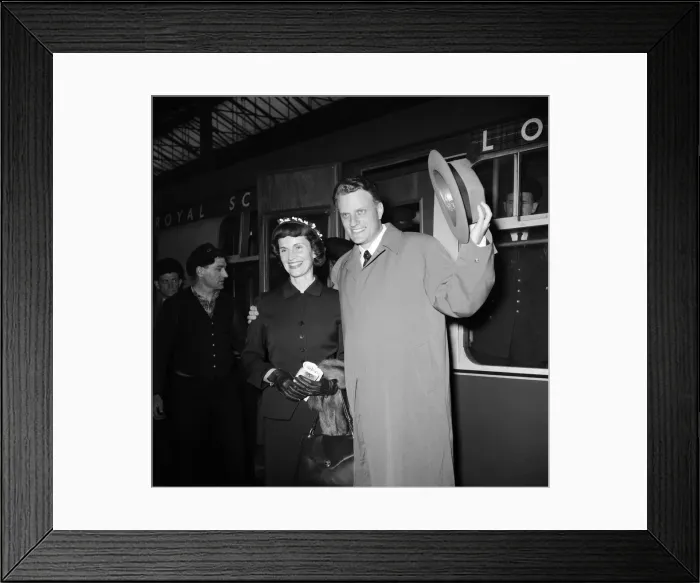 Framed Print : Billy Graham, the evangelist, arrived in London tonight with his wife Ruth after his