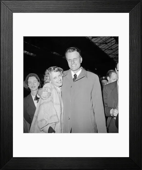 Framed Print : Billy Graham, the evangelist, arrived in London tonight after his successful Scottish