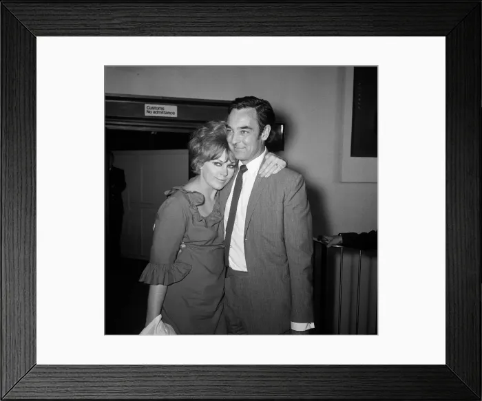 Framed Print : Richard Johnson at London Airport meeting his wife Kim Novak on her return to this Framed Print : Richard Johnson at London Airport meeting his wife Kim Novak on her return to this