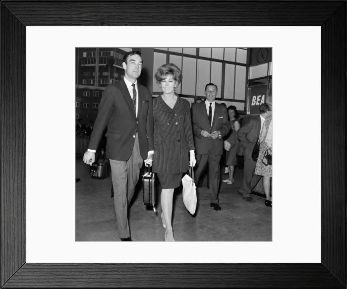 Framed Print : Actress Kim Novak and her husband Richard Johnson at LAP. 3rd June 1965