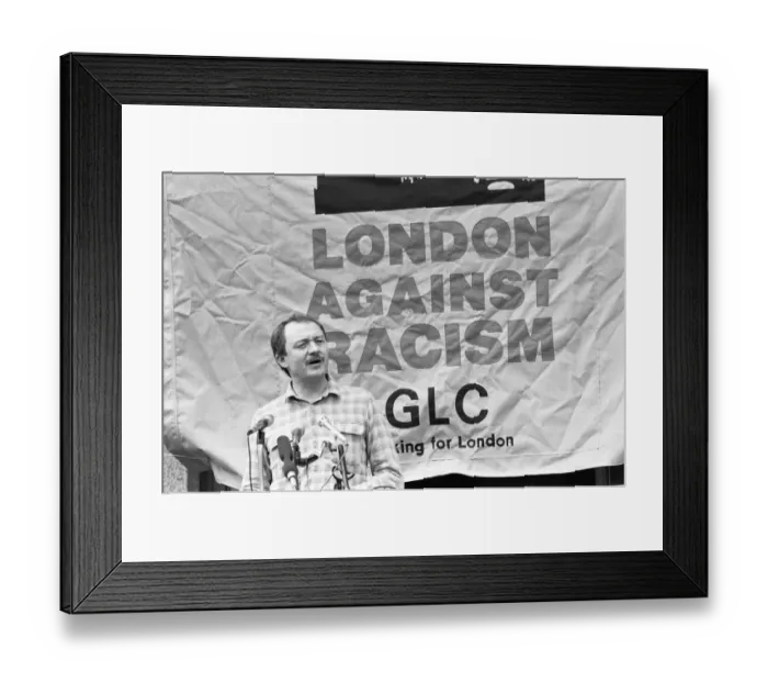 Framed Print : GLC leader Ken Livingstone addressing the crowd at the GLC London Against Racism rally