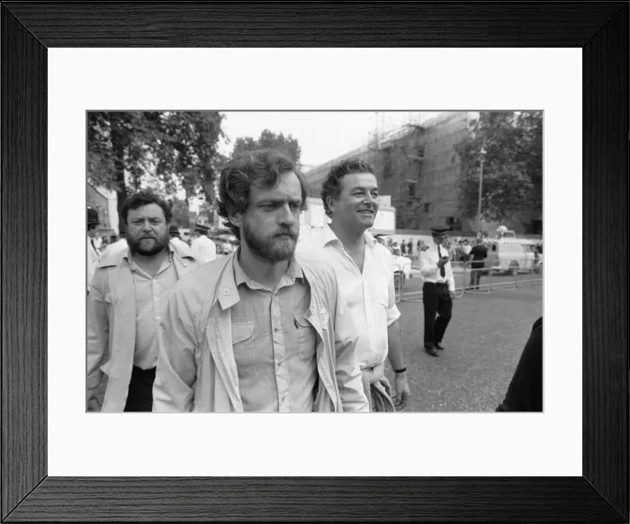Framed Print : Organisers of the British Out of Ireland'march in Whitehall including future