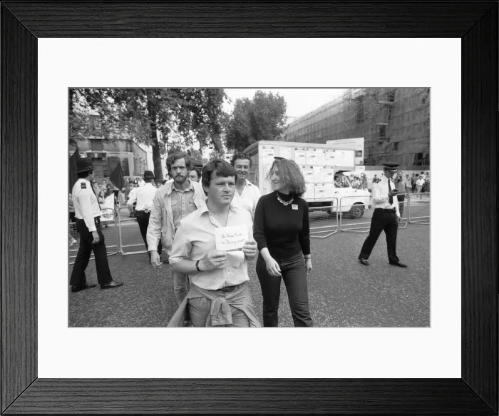 Framed Print : Organisers of the British Out of Ireland'march in Whitehall including future