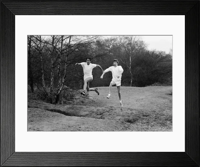 Framed Print : Actor Michael Crawford training with Olympic athlete Gordon Pirie for his upcoming role Framed Print : Actor Michael Crawford training with Olympic athlete Gordon Pirie for his upcoming role