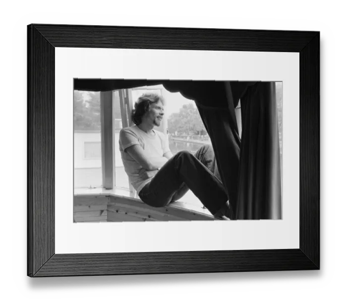 Framed Print : Richard Branson, 28 year old mastermind behind Virgin Music company. Relaxing on his boat Framed Print : Richard Branson, 28 year old mastermind behind Virgin Music company. Relaxing on his boat