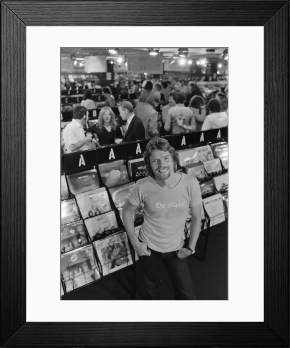 Framed Print : Richard Branson, 28 year old mastermind behind Virgin Music company Framed Print : Richard Branson, 28 year old mastermind behind Virgin Music company