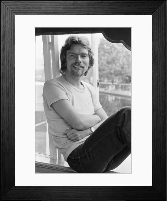 Framed Print : Richard Branson, 28 year old mastermind behind Virgin Music company. Relaxing on his boat Framed Print : Richard Branson, 28 year old mastermind behind Virgin Music company. Relaxing on his boat