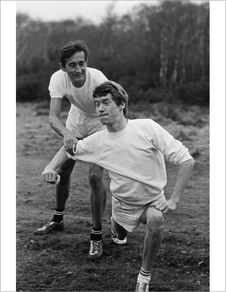 Actor Michael Crawford training with Olympic athlete Gordon Pirie for his upcoming role