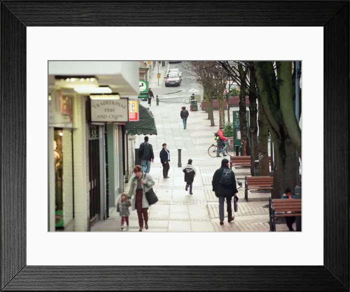 Framed Print : Clarence Place in Newport, South Wales, 27th February 1997