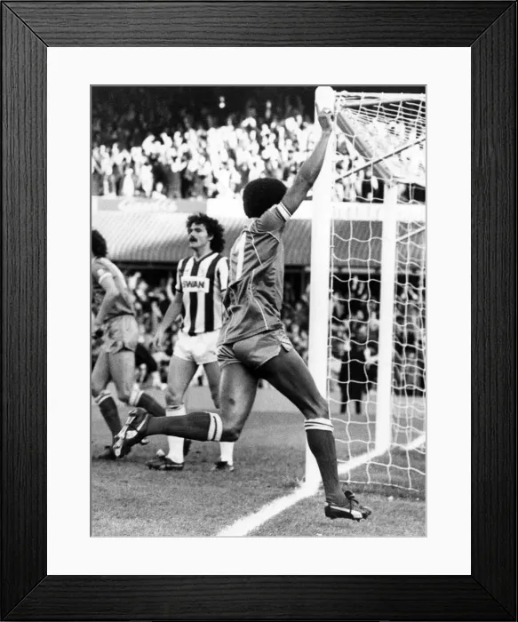 Framed Print : Howard Gayle celebrates after scoring for Blues against derby rivals Albion Framed Print : Howard Gayle celebrates after scoring for Blues against derby rivals Albion