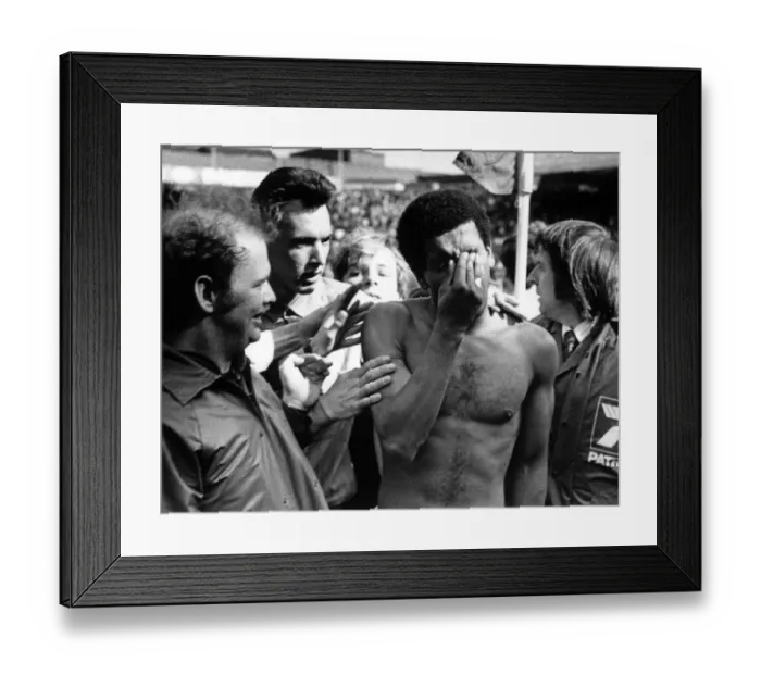 Framed Print : Tears of despair from Birmingham City winger Howard Gayle as he leaves the pitch at St Framed Print : Tears of despair from Birmingham City winger Howard Gayle as he leaves the pitch at St