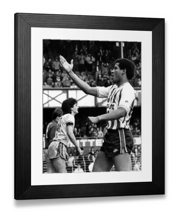 Framed Print : Howard Gayle celebrates his goal against Barnsley by saluting the Roker fans after