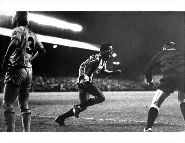 Elation for Howard Gayle as he runs away after his debut goal for Newcastle. Circa 1982