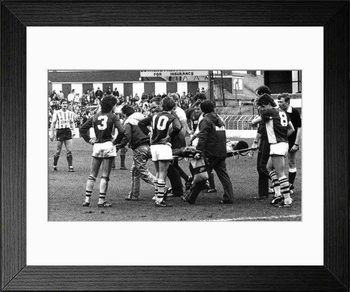 Framed Print : Sunderlands Howard Gayle being stretchered off. Sunderland v Aston Villa Framed Print : Sunderlands Howard Gayle being stretchered off. Sunderland v Aston Villa