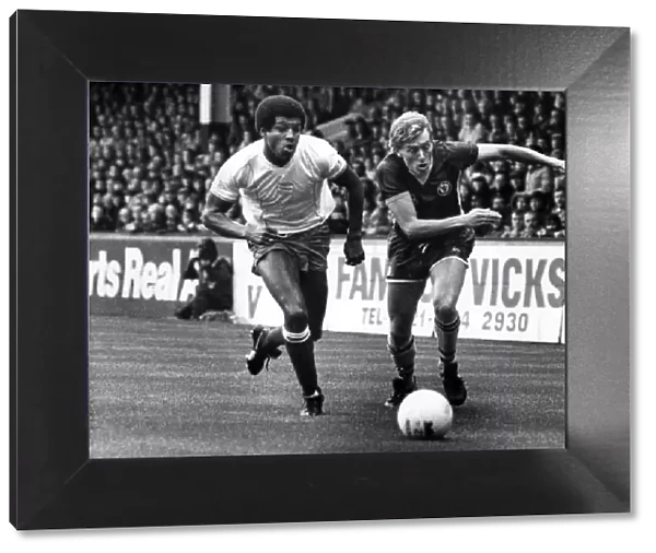 The chase is on, Villas Tony Morley and Blues Howard Gayle give chase at Villa