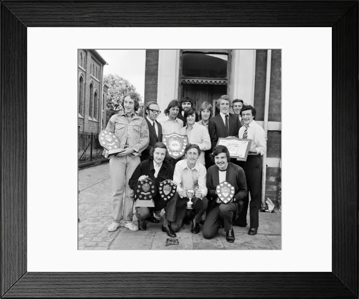 Framed Print : Nobby Stiles presents trophies at Sacred Heart YC, Linthorpe Road. 1971 Framed Print : Nobby Stiles presents trophies at Sacred Heart YC, Linthorpe Road. 1971