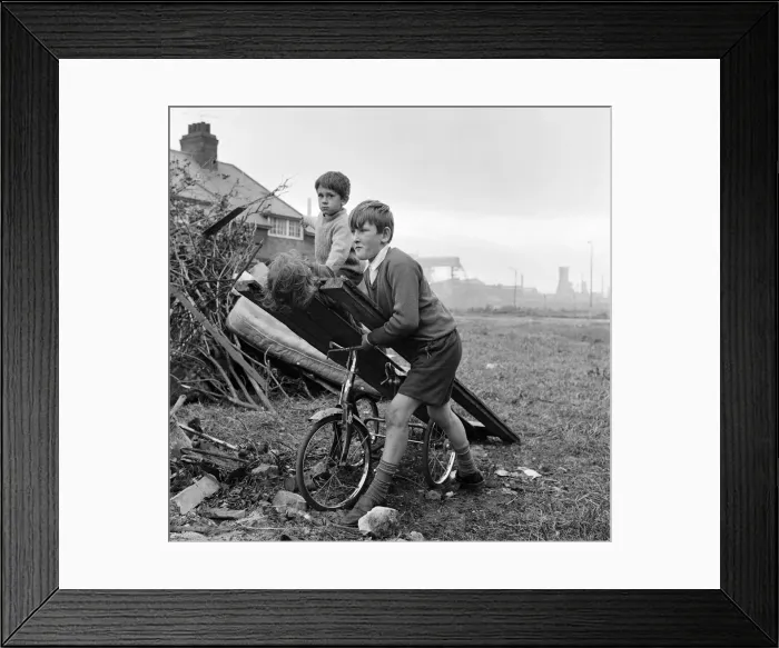 Framed Print : Children building a bonfire on Teesside. 1971 Framed Print : Children building a bonfire on Teesside. 1971