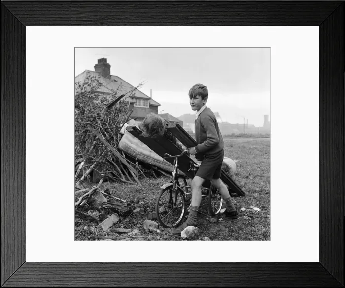 Framed Print : Children building a bonfire on Teesside. 1971 Framed Print : Children building a bonfire on Teesside. 1971