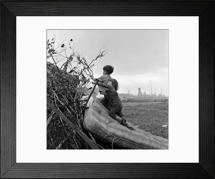Framed Print : Children building a bonfire on Teesside. 1971 Framed Print : Children building a bonfire on Teesside. 1971