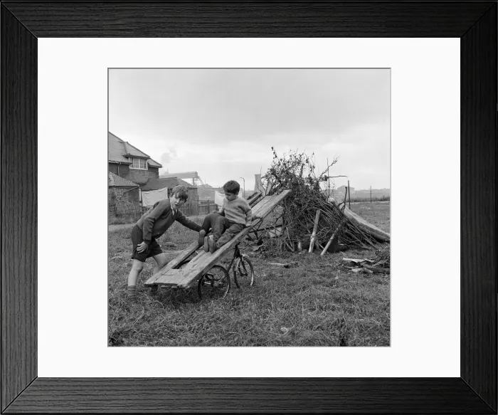 Framed Print : Children building a bonfire on Teesside. 1971 Framed Print : Children building a bonfire on Teesside. 1971