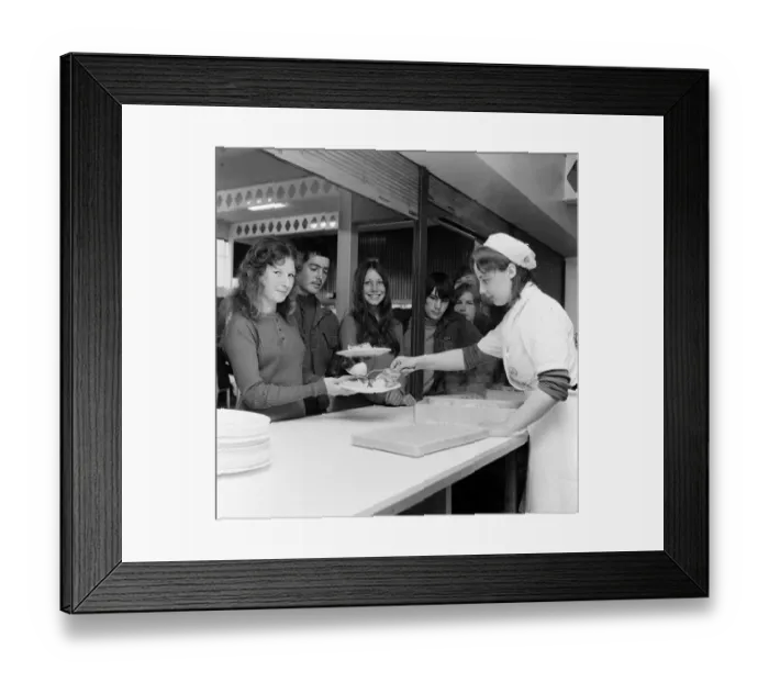 Framed Print : School meals are fab at Eston Grange School. 1971 Framed Print : School meals are fab at Eston Grange School. 1971