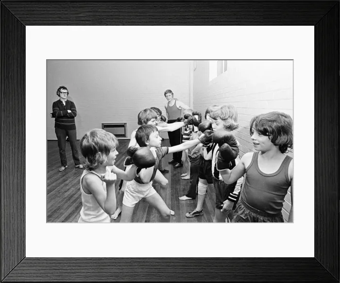 Framed Print : Boxing Club, Teesside, North East England, 1975