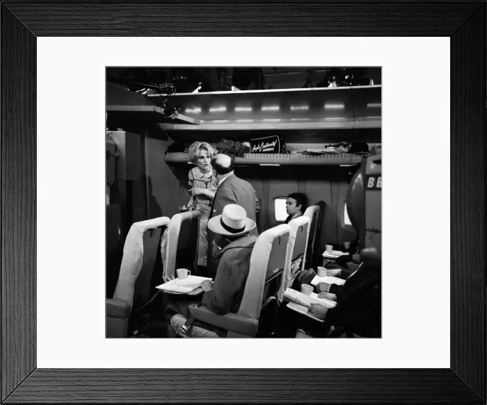 Framed Print : Sheila Hancock was today at the BBC studios taking the part of an air hostess for her new Framed Print : Sheila Hancock was today at the BBC studios taking the part of an air hostess for her new