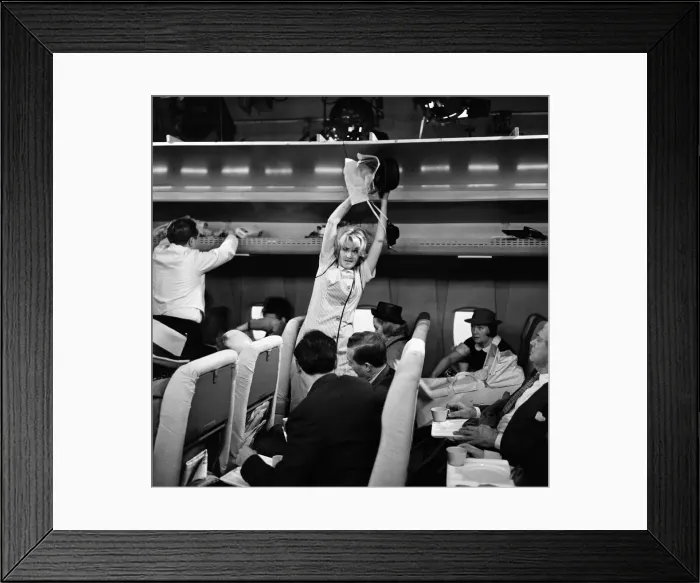 Framed Print : Sheila Hancock was today at the BBC studios taking the part of an air hostess for her new Framed Print : Sheila Hancock was today at the BBC studios taking the part of an air hostess for her new