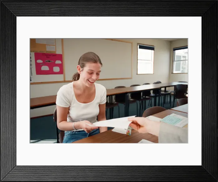 Framed Print : Gosforth School pupils get their A Level results. 15th August 1996 Framed Print : Gosforth School pupils get their A Level results. 15th August 1996