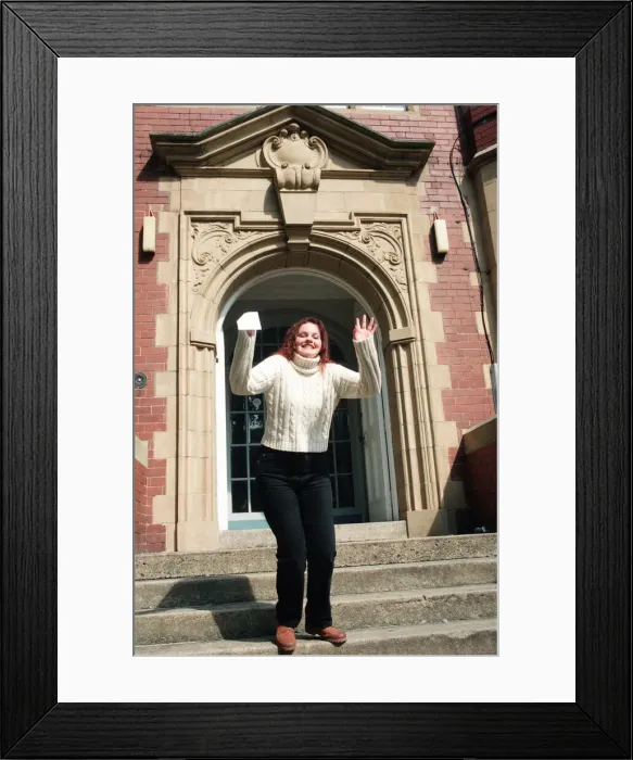 Framed Print : Students receiving their A Level results at Wearside Colleges Bede Centre