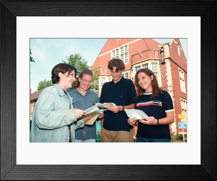 Framed Print : Students receiving their A Level results at Wearside Colleges Bede Centre Framed Print : Students receiving their A Level results at Wearside Colleges Bede Centre
