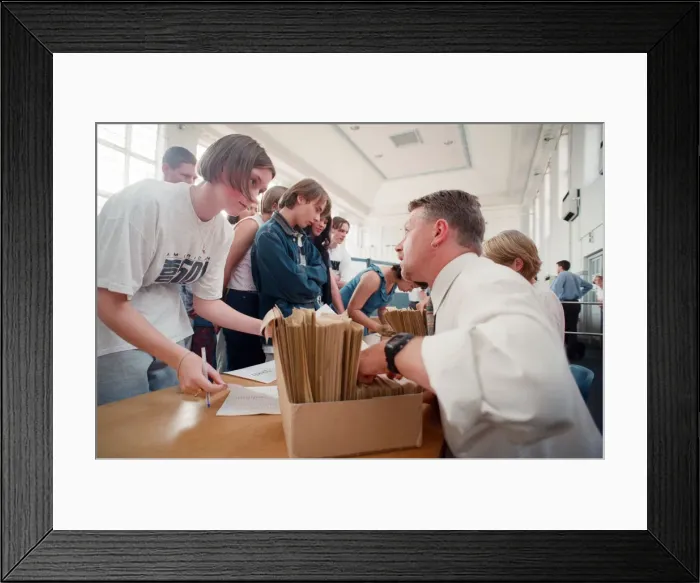 Framed Print : Students receiving their A Level results at Wearside Colleges Bede Centre Framed Print : Students receiving their A Level results at Wearside Colleges Bede Centre