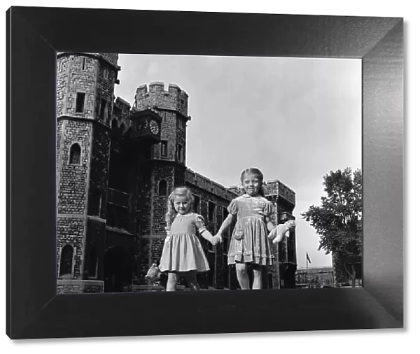 Wendy Dixon and Ruth Mason, two girls who live in the Tower of London. 2nd July 1954