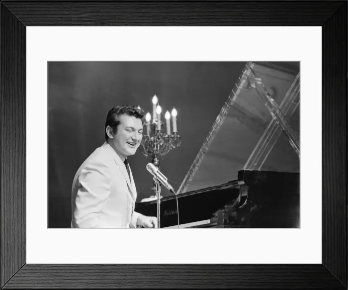 Framed Print : Liberace entertains the audience at The Royal Variety Show held in the presence of her Framed Print : Liberace entertains the audience at The Royal Variety Show held in the presence of her