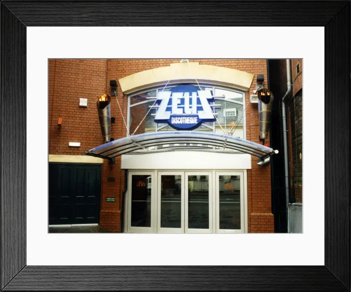 Framed Print : Zeus Discotheque in Cardiff City Centre, Wales, 24th February 1996 Framed Print : Zeus Discotheque in Cardiff City Centre, Wales, 24th February 1996