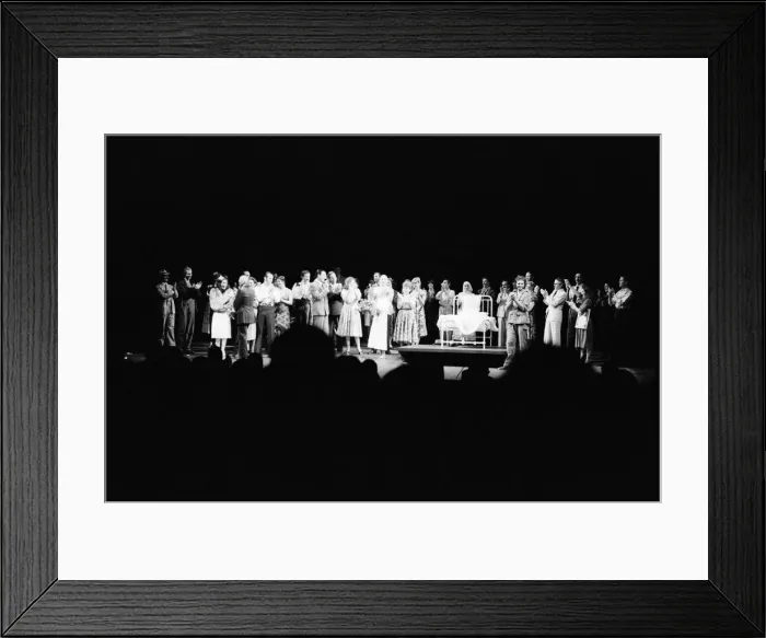 Framed Print : Picture shows the onstage celebrations at David Essex (who plays Che Framed Print : Picture shows the onstage celebrations at David Essex (who plays Che