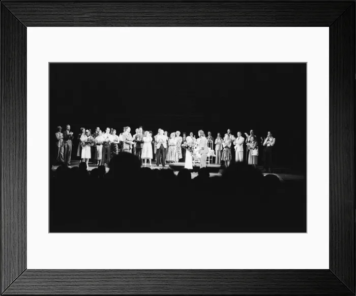 Framed Print : Picture shows the onstage celebrations at David Essex (who plays Che Framed Print : Picture shows the onstage celebrations at David Essex (who plays Che