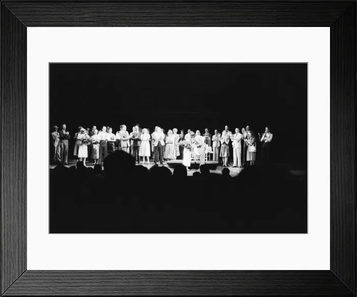 Framed Print : Picture shows the onstage celebrations at David Essex (who plays Che Framed Print : Picture shows the onstage celebrations at David Essex (who plays Che