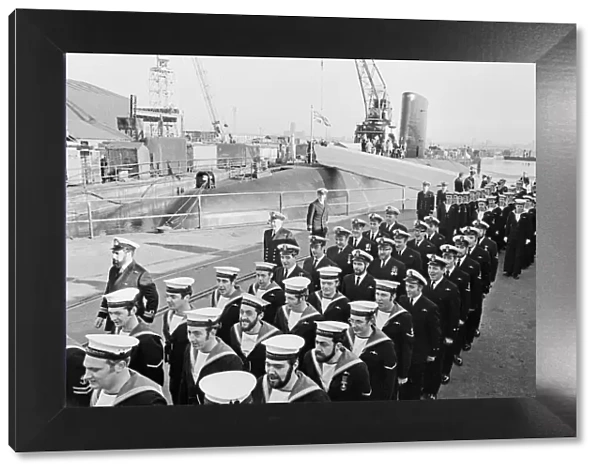The commissioning of the Churchill class nuclear submarine HMS Conqueror at Cammell