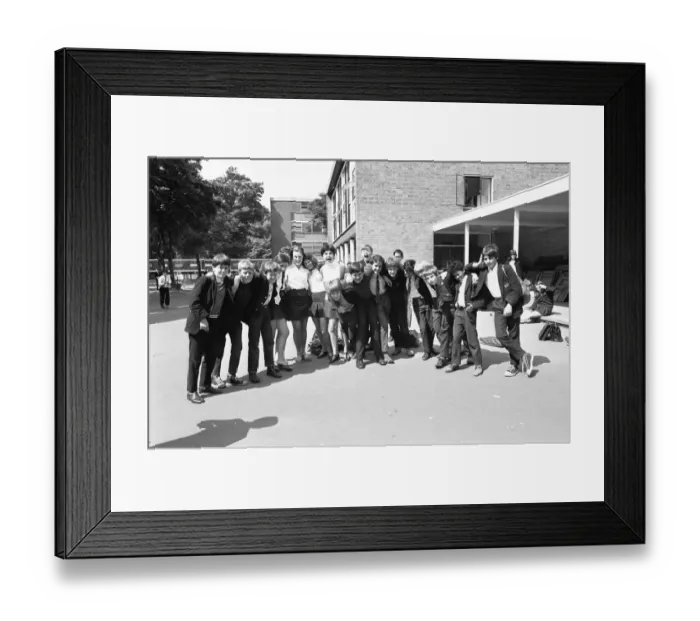Framed Print : Pupils and friends at an unnamed London Comprehensive School 4th July 1969