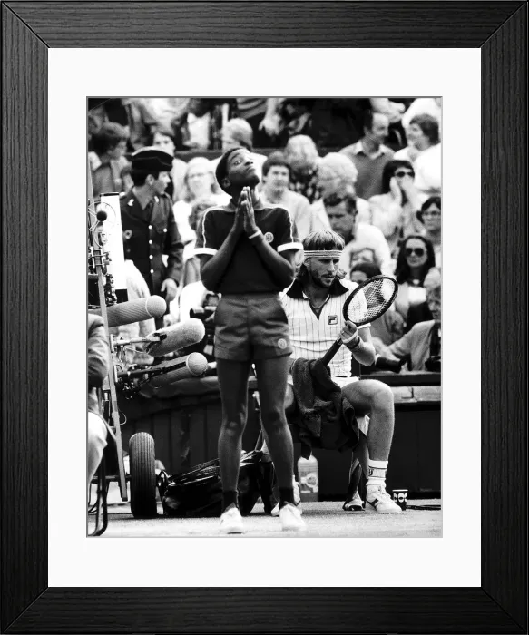 Framed Print : Swedish tennis player Bjorn Borg sits down between games during his Mens Singles Semi