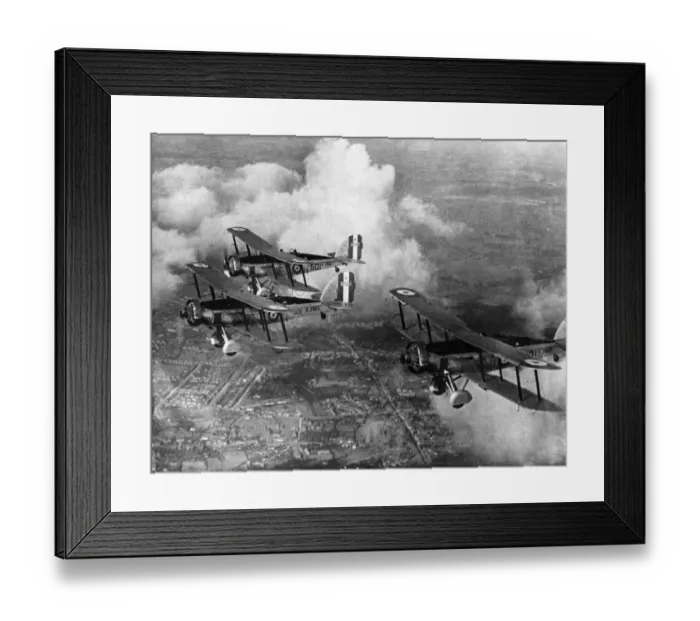 Framed Print : Westland Wallaces of 501 (City of Bristol) Squadron on morning patrol above Staple Framed Print : Westland Wallaces of 501 (City of Bristol) Squadron on morning patrol above Staple